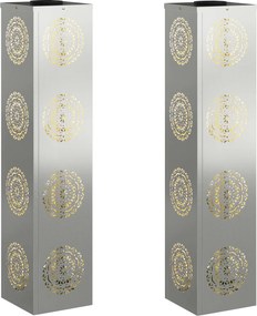 vidaXL Ηλιακό LED Φως Δρόμου 2 pcs Ασημί Γαλβανισμένο Χάλυβα