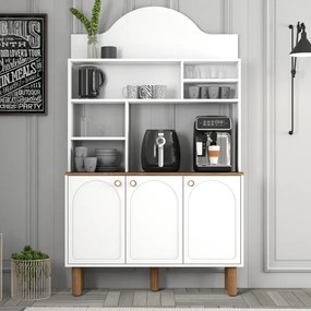 Μποέμ Γωνιά με Ράφια και Ντουλάπια 120x35x203 cm - Λευκό