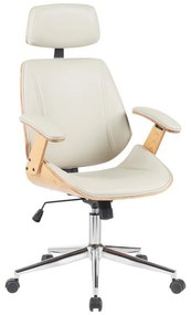 Καρέκλα γραφείου διευθυντή Fetseno μπεζ pu-βάση χρωμίου 53x56x113.5-123.5εκ 53x56x123.5 εκ.