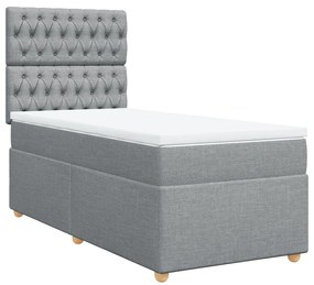 vidaXL Κρεβάτι Boxspring με Στρώμα Ανοιχτό Γκρι 100x200 εκ. Υφασμάτινο