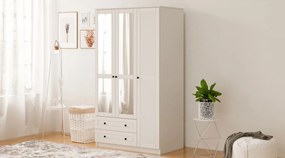 Τριφυλλη Ντουλαπα με Καθρέπτη Λευκο Ματ RB 52x140x190