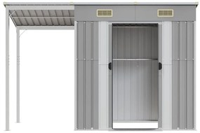 vidaXL Αποθήκη Κήπου Εκτεταμένη Οροφή Αν. Γκρι 277x107x181 εκ Ατσάλι