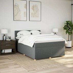 ΚΡΕΒΑΤΙ BOXSPRING ΜΕ ΣΤΡΩΜΑ ΣΚΟΥΡΟ ΓΚΡΙ 160X200 ΕΚ ΥΦΑΣΜΑΤΙΝΟ 3286725