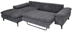 Καναπές Κρεβάτι Γωνιακός Αριστερή Γωνία BANDERA Σκούρο Γκρι 263x168x84cm - Ύφασμα - 14560037