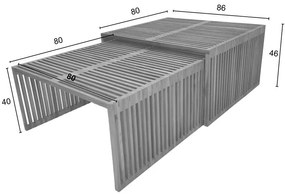 Τραπέζι Tinnie I C028 σετ 2τεμ teak ξύλο σε φυσική απόχρωση 86x80x46 εκ.