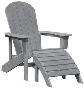 vidaXL Καρέκλα Adirondack με Υποπόδιο Ανοιχτό Γκρι HDPE