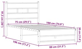 ΜΕΤΑΛΛΙΚΟ ΠΛΑΙΣΙΟ ΚΡΕΒΑΤΙΟΥ ΧΩΡΙΣ ΣΤΡΩΜΑ ΚΑΦΕ ΔΡΥΣ 75X190 CM 4017316
