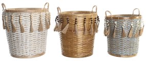 Σετ Καλαθιών DKD Home Decor Πολύχρωμο Bamboo (3 Τεμάχια)