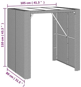 Τραπέζι Μπαρ με Γυάλ. Επιφάνεια Καφέ 105x80x110 εκ. Συνθ. Ρατάν - Καφέ