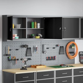 vidaXL Σετ Εργαλείων 6 Τεμαχίων από Μάυρο Μεταλλικό Ντουλάπι και Πίνακα