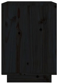 Κομοδίνα 2 τεμ. Μαύρα 40 x 35 x 50 εκ. από Μασίφ Ξύλο Πεύκου - Μαύρο