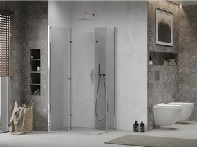 Mexen Lima Διπλή πτυσσόμενη καμπίνα ντους 100 x 80 cm, διάφανη, χρώμιο