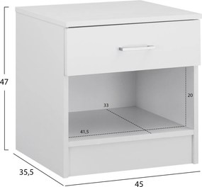 ΚΟΜΟΔΙΝΟ ΜΕ 1 ΣΥΡΤΑΡΙ LANEY ΛΕΥΚΟ HM2345.05 45x35,5x47 εκ.