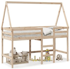 vidaXL Υπερυψ. Κρεβάτι 90x190 εκ. Μασίφ Πεύκο με Σκάλα / Οροφή