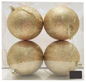 Χριστουγεννιάτικες Μπάλες Με Glitter (Σετ 4τμχ) 10cm Gold