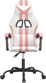 vidaXL Καρέκλα Gaming Περιστρεφόμενη Λευκή και Ροζ από Συνθετικό Δέρμα