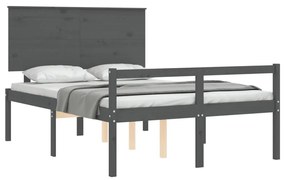 Κρεβάτι Ηλικιωμένου με Κεφαλάρι 120 x 200 εκ. Γκρι Μασίφ Ξύλο - Γκρι