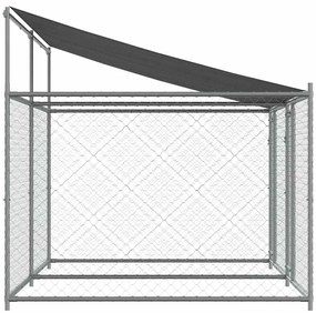vidaXL Κλουβί Σκύλου με Οροφή και Πόρτες Γκρι 4x2x2 μ. Γαλβ. Χάλυβας