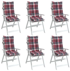Μαξιλάρια Καρέκλας Ψηλή Πλάτη 6 τεμ. Κόκκινο Καρό Ύφασμα Oxford - Πολύχρωμο
