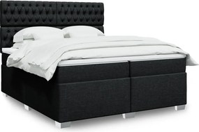 vidaXL Κρεβάτι Boxspring με Στρώμα Μαύρο 200x200 εκ. Υφασμάτινο