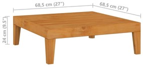 Τραπέζι Κήπου 68,5 x 68,5 x 24 εκ. από Μασίφ Ξύλο Ακακίας - Καφέ