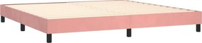 vidaXL Κρεβάτι Boxspring με Στρώμα Ροζ 200x200 εκ. Βελούδινο