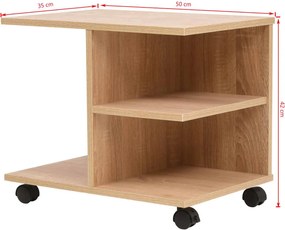vidaXL Ραφιέρα με Ρόδες Χρώμα Δρυός 50 x 35 x 42 εκ.