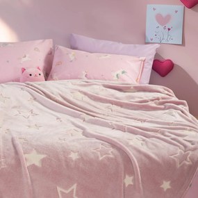 Φωσφοριζέ Κουβέρτα Fleece Μονή (160x220) Nef-Nef Homeware Junior Starlight Pink