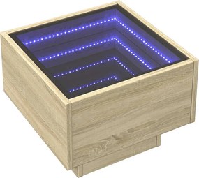 vidaXL Τραπέζι Βοηθητικό με LED Δρυς 40x40x30 εκ. Επεξεργασμένο Ξύλο