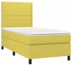 Κρεβάτι Boxspring με Στρώμα Πράσινο 100 x 200 εκ. Υφασμάτινο - Πράσινο