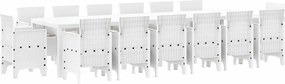 vidaXL Σέτ φαγητού για κήπο 15 pcs Λευκό Rattan Polt