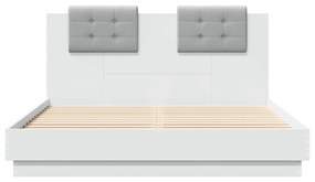 vidaXL Πλαίσιο Κρεβατιού με Κεφαλάρι και LED Λευκό 140 x 200 εκ.