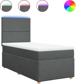 vidaXL Κρεβάτι Boxspring με Στρώμα Σκούρο Γκρι 90x200 εκ. Υφασμάτινο