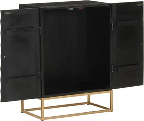 vidaXL Ντουλάπι Μαύρο 55x34x75 εκ. από Μασίφ Ξύλο Μάνγκο και Σίδηρο