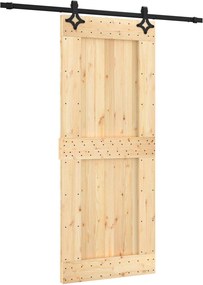 vidaXL Συρόμενη Πόρτα Φυσικό και Μαύρο 85 x 210 cm
