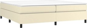 vidaXL Κρεβάτι Boxspring με Στρώμα Κρεμ 200x200 εκ. Συνθετικό Δέρμα