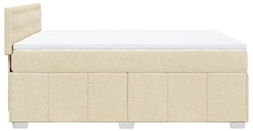 Κρεβάτι Boxspring με Στρώμα Κρεμ 160x200 εκ. Υφασμάτινο - Κρεμ