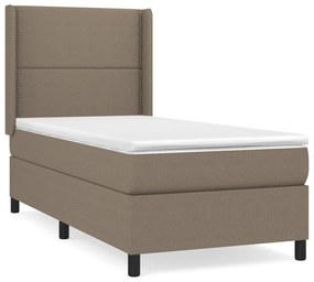 Κρεβάτι Boxspring με Στρώμα Taupe 90x190 εκ.Υφασμάτινο - Μπεζ-Γκρι