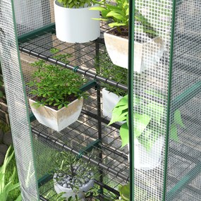 Outsunny Μίνι Θερμοκήπιο για Λουλούδια ή Λαχανικά, Ατσάλι, Πλαστικό, 69L x 49W x 193H cm, Λευκό