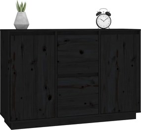 vidaXL Ντουλάπι Μαύρος 111 x 34 x 75 εκ. από Μασίφ Ξύλο Πεύκου