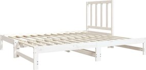 vidaXL Καναπές Κρεβάτι Συρόμενος Λευκός 2x(90x190) εκ. από Μασίφ Πεύκο