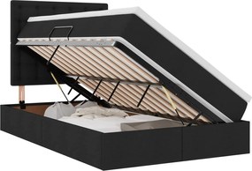 vidaXL LED Κρεβάτι αποθήκευσης με στρώμα Μαύρο 120 x 190 cm Ύφασμα