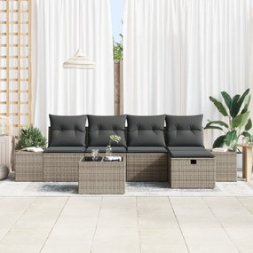 vidaXL Σετ 6 Τεμαχίων Καναπέ Κήπου Με Μαξιλάρια Γκρι Πολυ Ρατάν