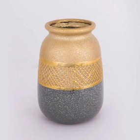 Βάζο Κεραμικό 752-20284 13,5x13,5x19cm Grey-Gold Estheti Home Ceramic