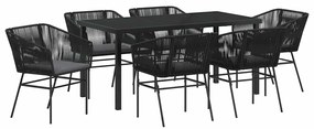 vidaXL Σέτ φαγητού για κήπο 7 pcs Μαύρο Πολυ ράταν