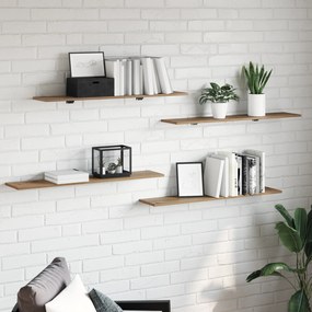 vidaXL Δίσκος Βιβλιοθήκης 4 pcs Καφέ 100 x 40 x 1.5 εκ. Μοριοσανίδα