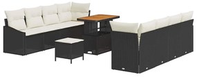 vidaXL Σετ Καναπέ Κήπου με μαξιλάρι με μαξιλάρι 11 pcs Μαύρο και Κρέμα