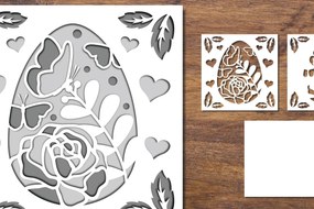 Σετ των 3 Intra απο ξύλο plywood 3mm-4mm πάχος 3D Papercut 8 με στρώσεις πασχαλινών αυγών Δίασταση 15x15 cm INTRAFABR-91774445