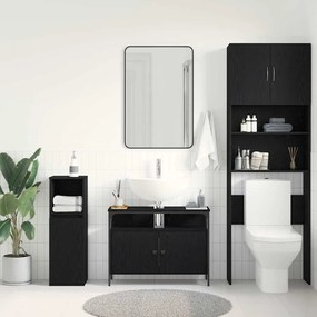 vidaXL Ντουλάπα Νιπτήρα Mπάνιου Μαύρη δρυς 80 x 30 x 60 cm