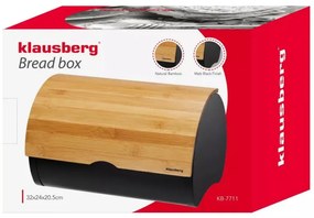 Κουτί ψωμιού Klausberg KB 7711, 32 cm, Ελαφριά και ανθεκτική κατασκευή, Μπαμπού, Καφέ/μαύρο